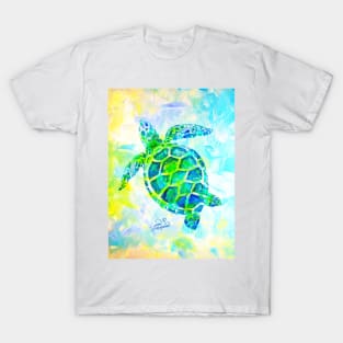 Sea Turtle with background by Jan Marvin T-Shirt